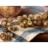 QUADRO OLIO Nino Belotti NATURA MORTA AUTUNNO  FRUTTA MELE GRAPPOLI UVA  '900