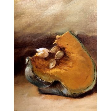 QUADRO DIPINTO OLIO TELA Nino Belotti NATURA MORTA AUTUNNO TAVOLO ZUCCA '900