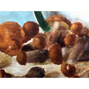 QUADRO OLIO Nino Belotti NATURA MORTA COMPOSIZIONE FUNGHI PORCINI PIATTO '900