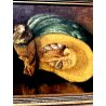 PICCOLO QUADRO OLIO CARTONE ATTR. Nino Belotti NATURA MORTA AUTUNNO ZUCCA '900