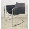 SEDIA DESIGN POLTRONA CUOIO VINTAGE ANNI 50 ACCIAIO CROMATO SCHIENALE