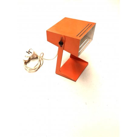 LAMPADA DA TAVOLO LAMP DESK VINTAGE 1960's METALLO ARANCIONE ORIENTABILE
