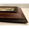 ANTICO QUADRO DIPINTO OLIO TAVOLA PAESAGGIO RURALE GREGGE NOTTURNO EPOCA '800