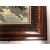 ANTICO QUADRO DIPINTO OLIO TAVOLA PAESAGGIO RURALE GREGGE NOTTURNO EPOCA '800