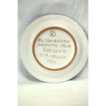  PIATTO PARATA CERAMICA SMALTATA POLICROMA De Simone SICILIA PESCA TONNO 1990