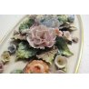 PORCELLANA CAPODIMONTE FORMELLA DIPINTA A MANO BOUQUET FLEURS FIORI  ROSE '900
