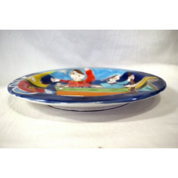  PIATTO PARATA CERAMICA SMALTATA POLICROMA De Simone SICILIA PESCA TONNO 1990