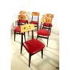 SET 6 SEDIA VINTAGE per TAVOLO GIOCO SEDUTA ROSSO SCHIENALE DECORATO DESIGN '60s