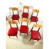 SET 6 SEDIA VINTAGE per TAVOLO GIOCO SEDUTA ROSSO SCHIENALE DECORATO DESIGN '60s