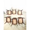 SET 6 SEDIA VINTAGE per TAVOLO GIOCO SEDUTA ROSSO SCHIENALE DECORATO DESIGN '60s