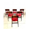 SET 6 SEDIA VINTAGE per TAVOLO GIOCO SEDUTA ROSSO SCHIENALE DECORATO DESIGN '60s