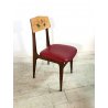 SET 6 SEDIA VINTAGE per TAVOLO GIOCO SEDUTA ROSSO SCHIENALE DECORATO DESIGN '60s
