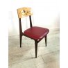 SET 6 SEDIA VINTAGE per TAVOLO GIOCO SEDUTA ROSSO SCHIENALE DECORATO DESIGN '60s