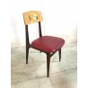 SET 6 SEDIA VINTAGE per TAVOLO GIOCO SEDUTA ROSSO SCHIENALE DECORATO DESIGN '60s