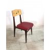 SET 6 SEDIA VINTAGE per TAVOLO GIOCO SEDUTA ROSSO SCHIENALE DECORATO DESIGN '60s