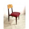 SET 6 SEDIA VINTAGE per TAVOLO GIOCO SEDUTA ROSSO SCHIENALE DECORATO DESIGN '60s
