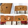 SET 6 SEDIA VINTAGE per TAVOLO GIOCO SEDUTA ROSSO SCHIENALE DECORATO DESIGN '60s