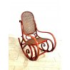 ANTICA SEDIA a DONDOLO VINTAGE STILE THONET LEGNO CURVATO ROSSO INCANNUCCIATA 