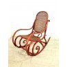 ANTICA SEDIA a DONDOLO VINTAGE STILE THONET LEGNO CURVATO ROSSO INCANNUCCIATA 