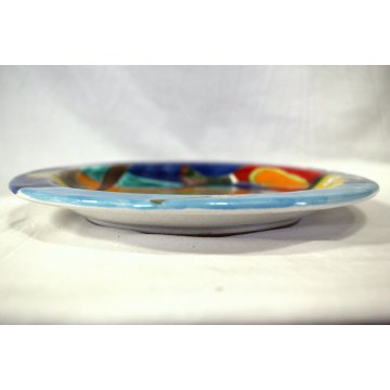  PIATTO PARATA CERAMICA SMALTATA POLICROMA De Simone SICILIA PESCA TONNO 1990
