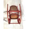 ANTICA SEDIA a DONDOLO VINTAGE STILE THONET LEGNO CURVATO ROSSO INCANNUCCIATA 
