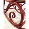 ANTICA SEDIA a DONDOLO VINTAGE STILE THONET LEGNO CURVATO ROSSO INCANNUCCIATA 