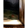 ANTICO QUADRO DIPINTO OLIO PAESAGGIO RURALE CASCINA CAMPAGNA CORTILE FONTANA 800