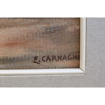 ANTICO QUADRO Ermes Carnaghi  OLIO TAVOLA 1935 MERCATO SUK EL GIUMA LIBIA MARKET