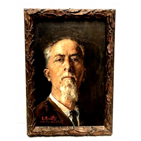 ANTICO PICCOLO QUADRO DIPINTO OLIO TELA Giuseppe Rinaldi AUTORITRATTO 1935