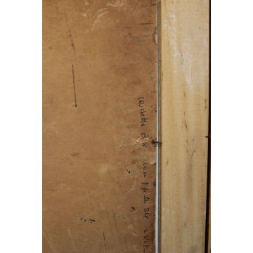 ANTICO QUADRO Ermes Carnaghi  OLIO TAVOLA 1935 MERCATO SUK EL GIUMA LIBIA MARKET