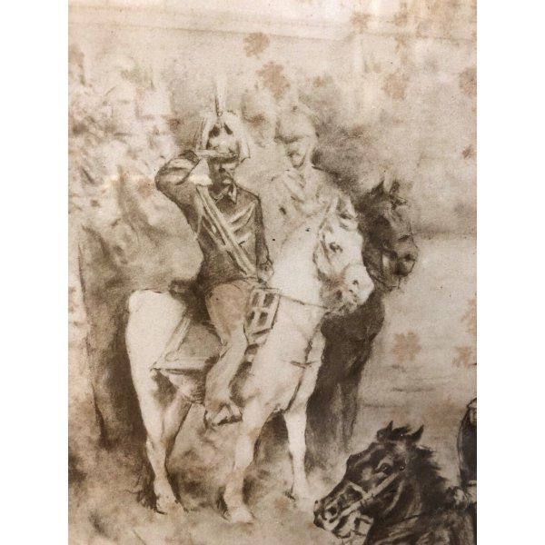 QUADRO FOTO EPOCA ASSOCIAZIONE CAVALLERIE SEZ. NOVARA - Lodi Cavalleria 15° 1884