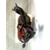 ANTICO GRANDE BRONZO AMMIRAGLIO Hoerblower A CAVALLO FIRMATO Benjé 60x34x65 cm/h