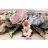 PORCELLANA CAPODIMONTE FORMELLA DIPINTA A MANO BOUQUET FLEURS FIORI  ROSE '900