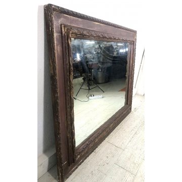 ANTICO GRANDE SPECCHIO SPECCHIERA CORNICE LEGNO SCOLPITO 124x93 cm EPOCA '800