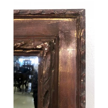ANTICO GRANDE SPECCHIO SPECCHIERA CORNICE LEGNO SCOLPITO 124x93 cm EPOCA '800