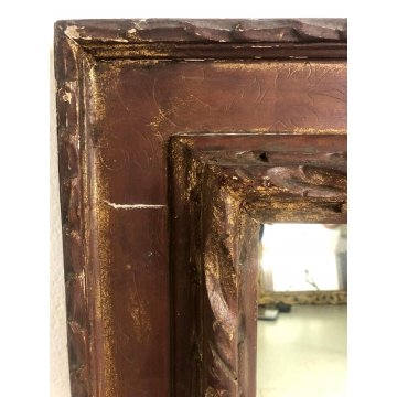 ANTICO GRANDE SPECCHIO SPECCHIERA CORNICE LEGNO SCOLPITO 124x93 cm EPOCA '800