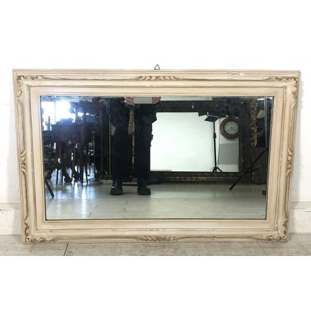 ANTICO SPECCHIO SPECCHIERA PARETE CORNICE BIANCO ORO 96,5x61,5 cm EPOCA '900