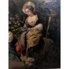 ANTICO DIPINTO OLIO TELA S. Lampugnani PAESAGGIO VEDUTA GIARDINO VILLA DAME '900
