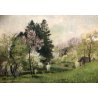 QUADRO DIPINTO OLIO TAVOLA Alfonso Corradi "Primavera a Baveno" PAESAGGIO VALLE 