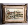 QUADRO DIPINTO OLIO TAVOLA Alfonso Corradi Lungo lago Feriolo PAESAGGIO LACUSTRE