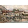 QUADRO DIPINTO OLIO TAVOLA Alfonso Corradi Lungo lago Feriolo PAESAGGIO LACUSTRE
