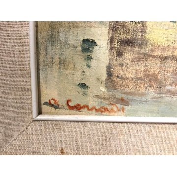 QUADRO DIPINTO OLIO TAVOLA Alfonso Corradi Lungo lago Feriolo PAESAGGIO LACUSTRE