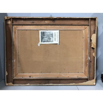 QUADRO DIPINTO OLIO TAVOLA Alfonso Corradi Lungo lago Feriolo PAESAGGIO LACUSTRE
