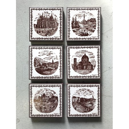 LOTTO 6 MATTONELLE CERAMICA Richard Ginori NON TI SCORDAR DI ME CITTA' D'ITALIA 