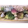 PORCELLANA CAPODIMONTE FORMELLA DIPINTA A MANO BOUQUET FLEURS FIORI  ROSE '900