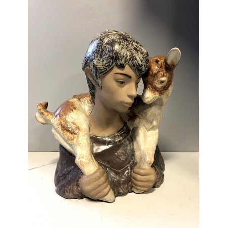 SCULTURA PORCELLANA GRES Lladrò FIGURA Pastorello agnello NATIVITA' EPOCA '900