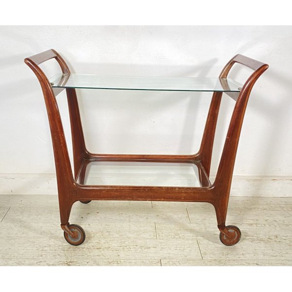ANTICO CARRELLO BAR DESIGN VINTAGE ANNI 50 LEGNO FERRO VETRO CARRELLINO VASSOIO