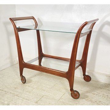 ANTICO CARRELLO BAR DESIGN VINTAGE ANNI 50 LEGNO FERRO VETRO CARRELLINO VASSOIO