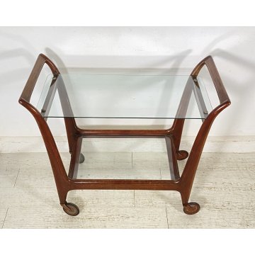 ANTICO CARRELLO BAR DESIGN VINTAGE ANNI 50 LEGNO FERRO VETRO CARRELLINO VASSOIO