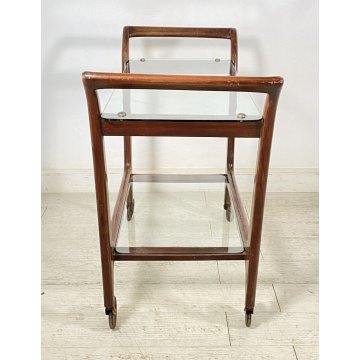 ANTICO CARRELLO BAR DESIGN VINTAGE ANNI 50 LEGNO FERRO VETRO CARRELLINO VASSOIO